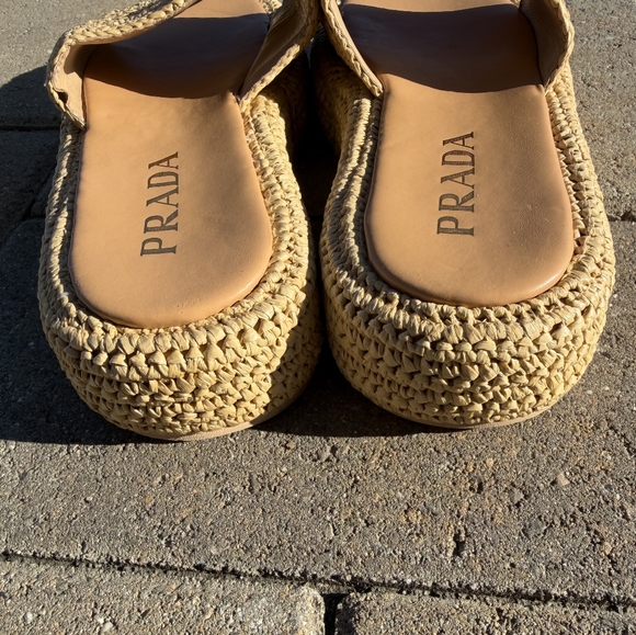 Prada Beige Woven Slide Sandals - Picture 4 of 6